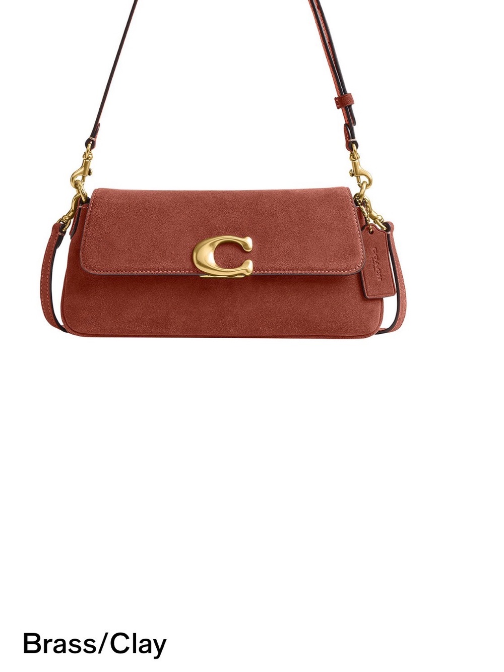 Coach Clay Suede Shoulder Bag with Gold 'C' Hardware